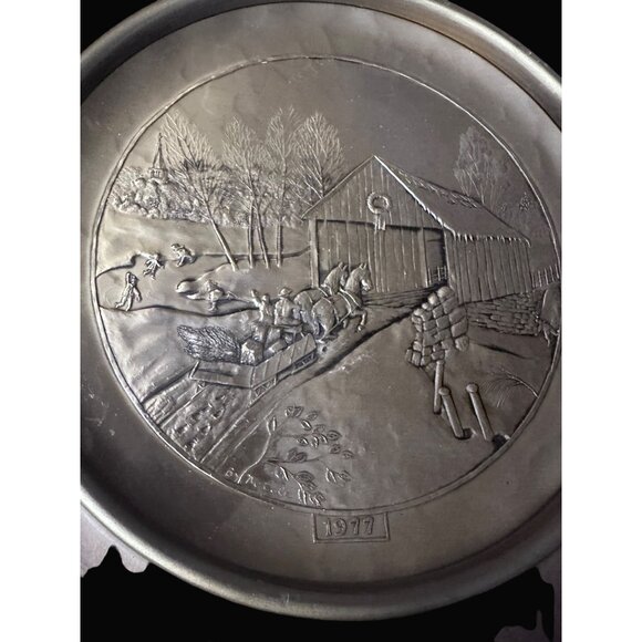 Wendell August Forge 1977 Solid Bronze Limited Edition Plate No. 806 With Walnut - Picture 8 of 8